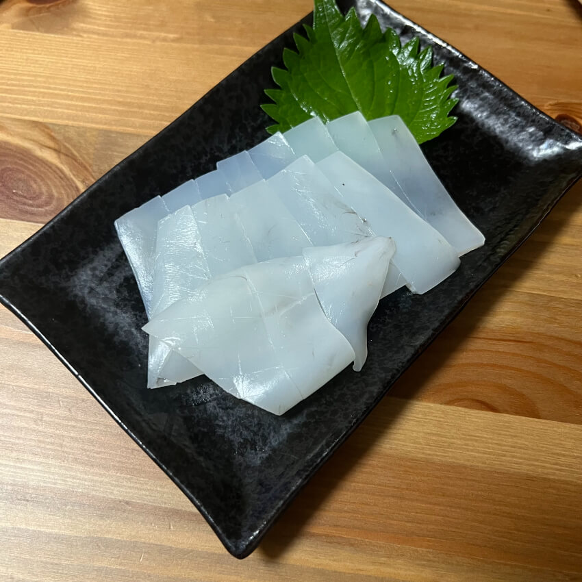 釣れたケンサキイカのお刺身
