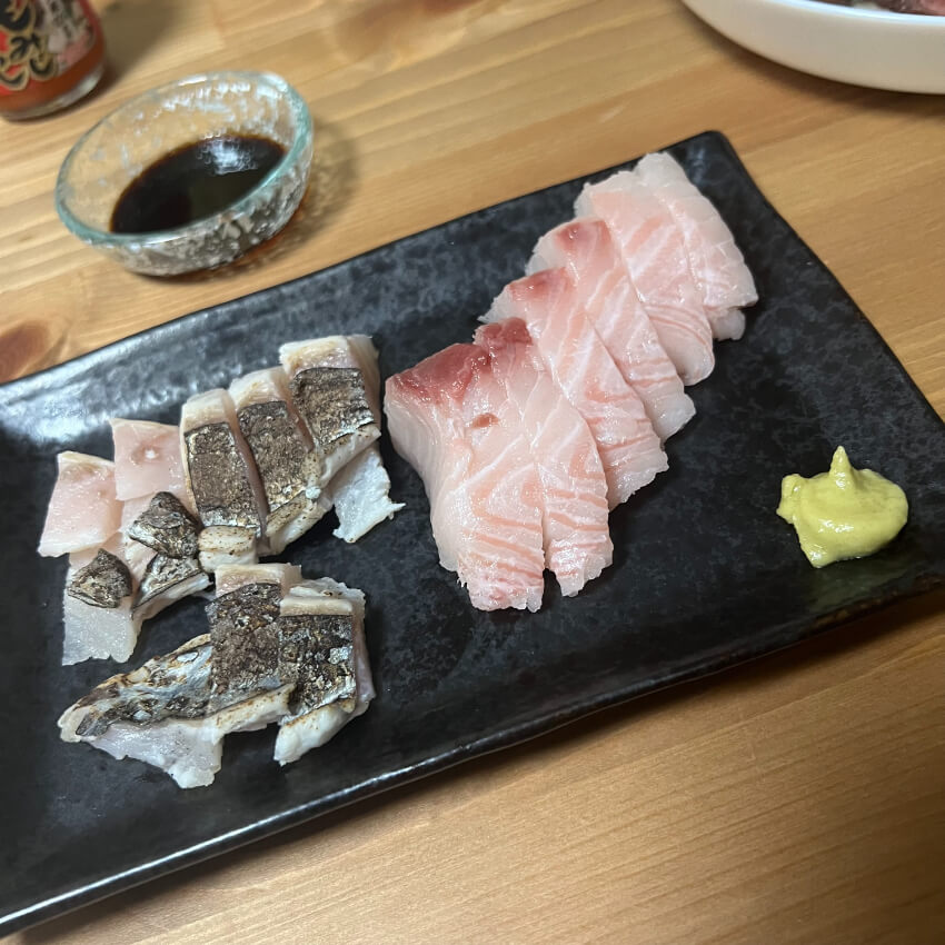 サワラキャスティングで釣ったサワラのお刺身の画像