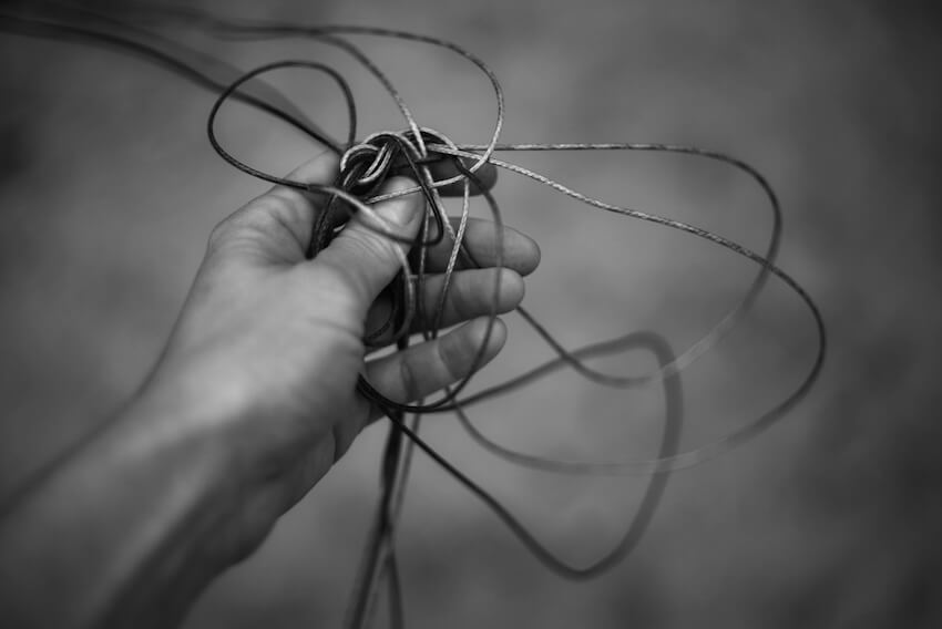 オモリグ仕掛けを絡ませないコツのイメージ